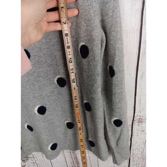 J. Crew Sweater Women’s Small Gray Cashmere Polka Dot Long Sleeve Pullover - Picture 4 of 6